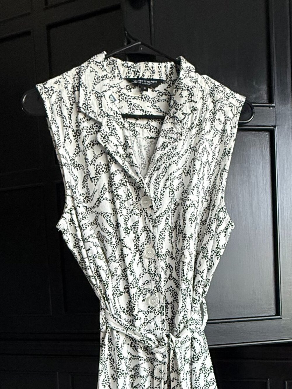 NWT Velvet Heart Linen Sleeveless Abstract Belted Shirt Dress Size M